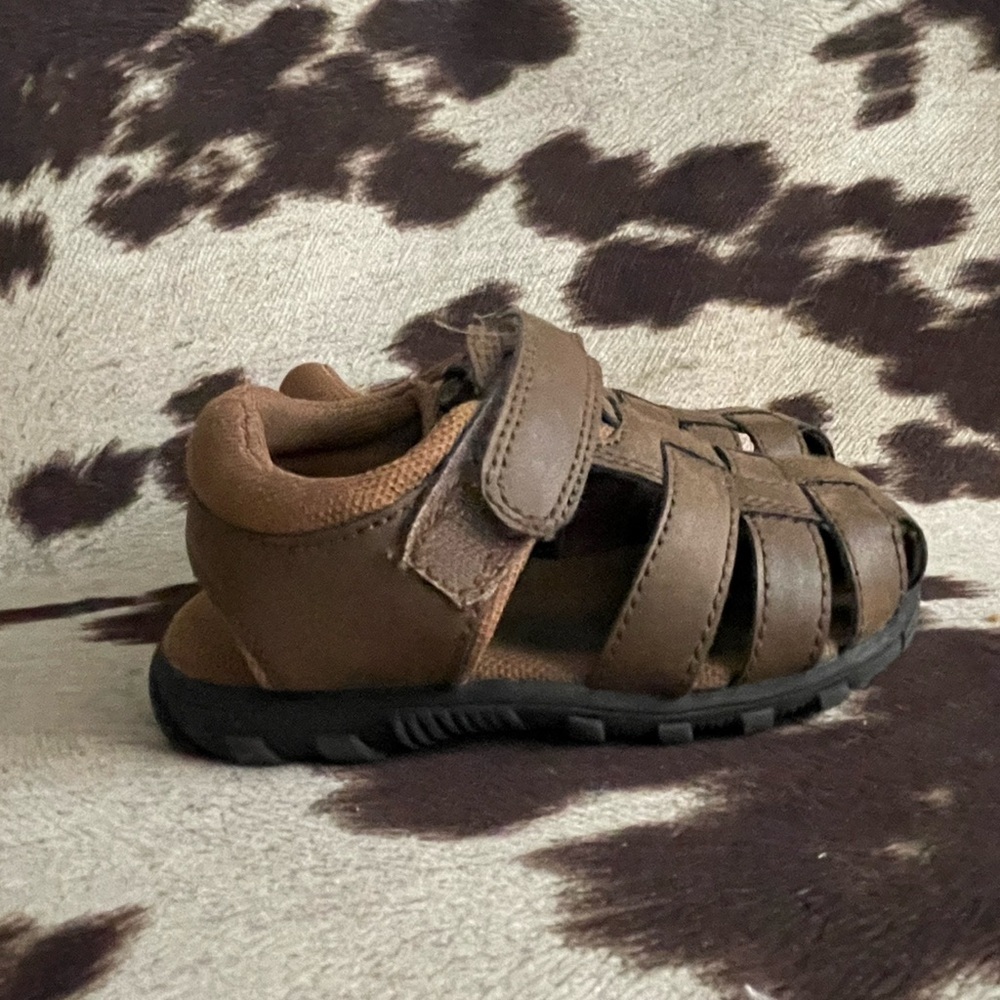 Boys Brown Casual Leather Sandals 6C